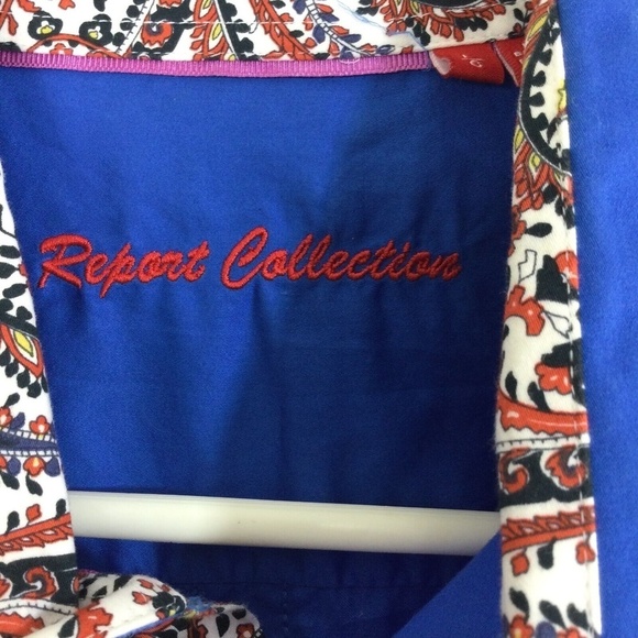Report Collection Originals Cotton Island Wasked Blue Long Sleeve Shirt Sz Large - Picture 5 of 10